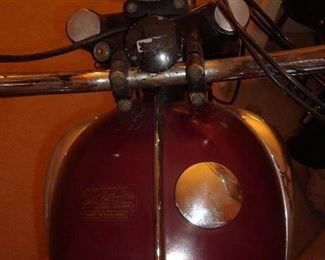 Living Room: A view from the top of the Triumph. You can see the original gold stamp on the left side of the tank.