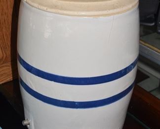 Antique Blue Band Stoneware Water Cooler Crock