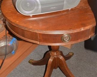 Duncan Phyfe Mahogany Round Drum Table, Claw Foot