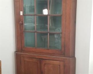 4 over 3 pane antique cherry corner cuboard