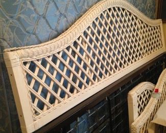 Disassembled white wicker daybed