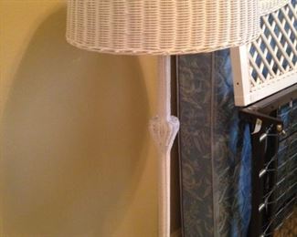 White wicker floor lamp