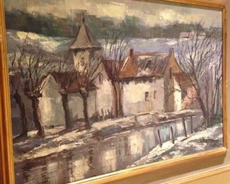 Winter scene framed art