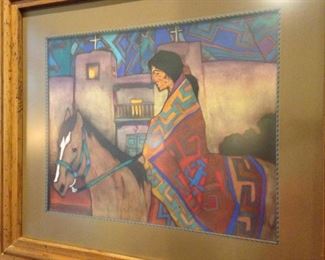 More of Pena's Native American art focuses on Hispanic and Native American figures and has been described as capturing the essence of the Southwest.