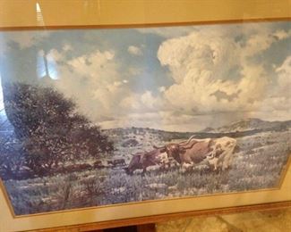 Longhorn cattle framed art