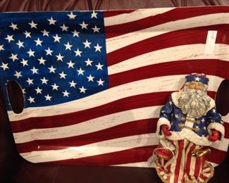 Patriotic Santa and flag tray