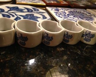 Blue & white napkin rings