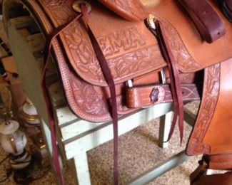 Custom made leather saddle