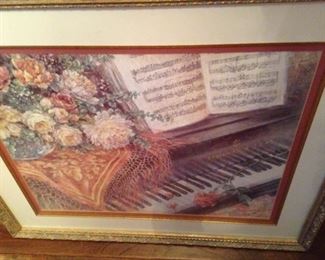 Piano framed and matted art