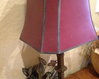 Red shaded lamp