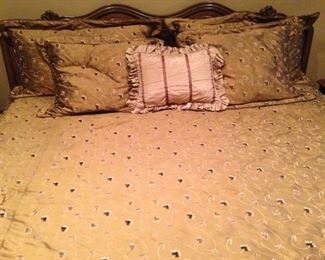 Provincial king bed and custom bedding