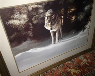 Framed and matted "Lone Wolf" art