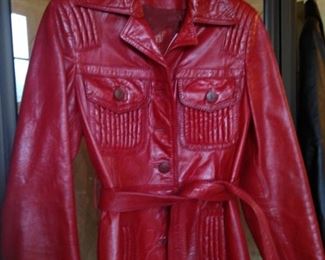 Red leather coat
