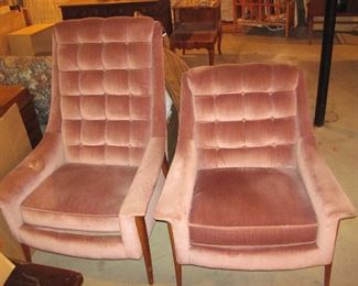 Mid Century Modern Velvet Velour Chairs