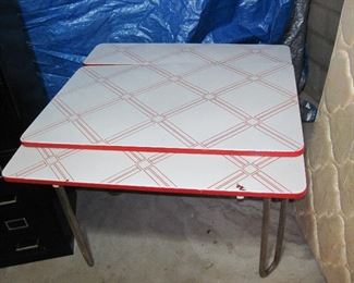 Vintage Metal Top Dinette Table With 2 sided extension  