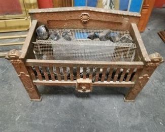 Vintage copper painted fireplace coal holder with amber stones