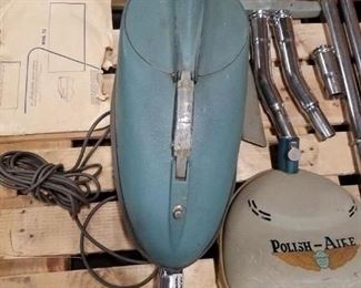 Vintage Interstate vacuum with attachments & floor scrubber everything showing