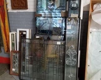 Assorted new & used double pane Low E door & window stain glass panels 30% off
