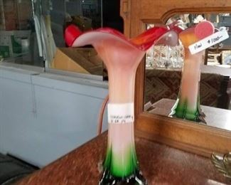 Murano style tri color vase