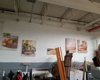 Assorted canvas food & people art  