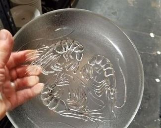 Upscale tempered glass fish salad plates  