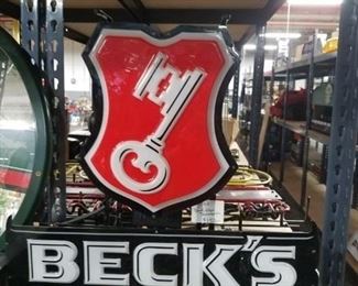 Beck's neon bar sign NEW TRANSFORMER WORKS  