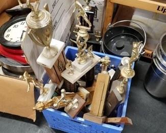 Assorted vintage trophies Bowling, Baseball, Racing etc  