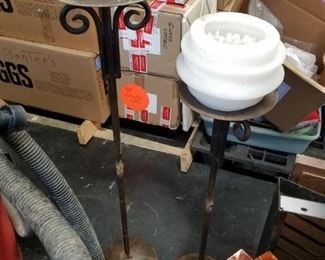 (2) Tall metal candle holders  