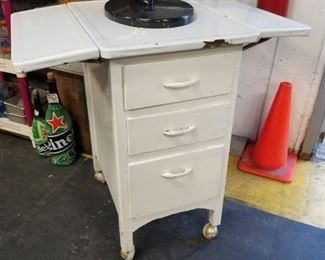 MCM white painted porcelain top fold down cabinet 