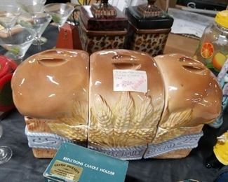 Our Daily Bread 3 compartment ceramic canisters  