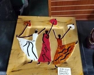 African art painted square plate  