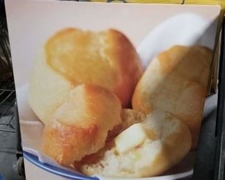 Assorted canvas food & people art  