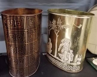 (2) vintage metal waste cans  