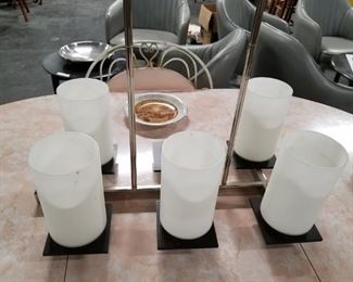 Chrome 6 frost cylinder shape shade hanging light (1 shade has crack)