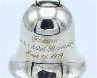 1974 JJ Sterling Silver Christmas Bell/Ornament