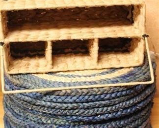 Wicker/Rattan Silverware/Napkin Holder with 12 Matching Placemats