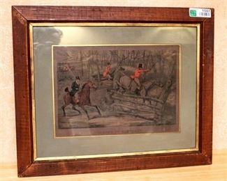 Framed Picture of a Fox Hunt - "Taking It Cleverly"