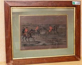 Framed Picture of a Fox Hunt - "Hi Hold Hard Don't Head The Hounds"