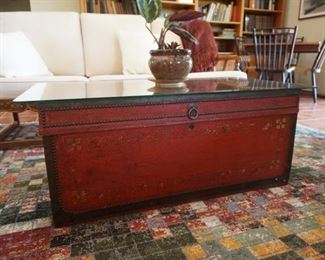 Vintage painted trunk