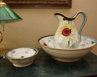 Antique washstand pitcher and bowl set