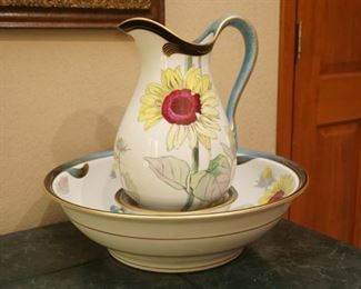 Antique washstand pitcher and bowl set