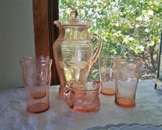 Pink depression glassware