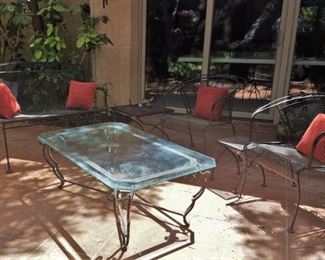 Custom wrought iron coffee table and other metal outdoor furniture