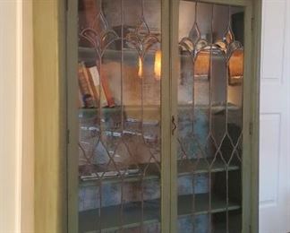 BOOKCASE WITH LEADED DOORS