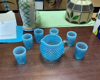 Fenton Hobnail juice set perfect condition