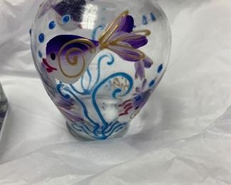 South Florida artist painted glass small vase.