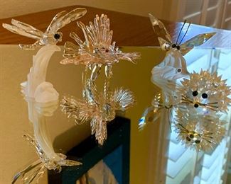 Swarovski crystal, lion fish, porcupine, butterfly, and dragonfly.  Just beautiful perfect  mint condition, in original boxes.