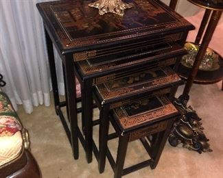 Chinese lacquered step tables.