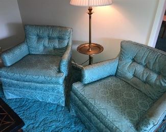 Mid Century Aqua Chairs 