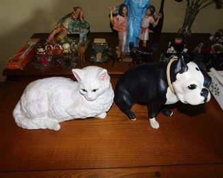Large Ceramic Cat and Bulldog